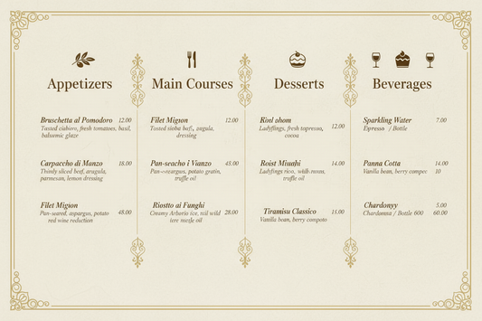 Création de menu restaurant